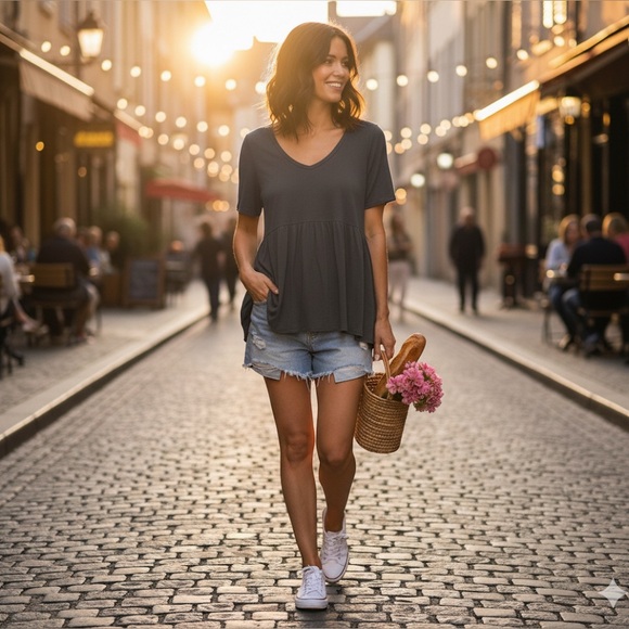 Terra & Sky Charcoal Gray Top - Picture 1 of 7